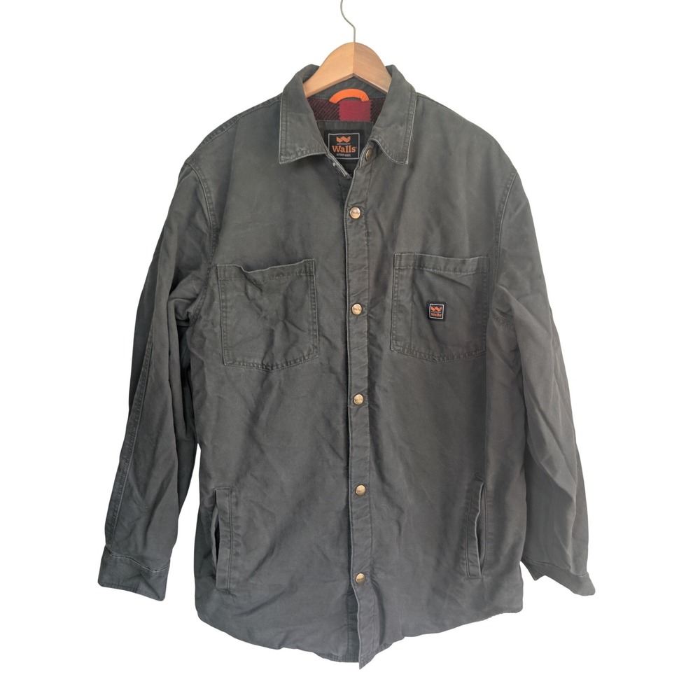 Walls Bandera Duck Trucker Jac Shirt Large Tall Forest Shadow Buffalo Plaid Snap